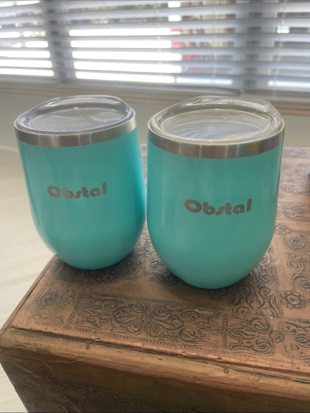 Turquoise Insulated Stainless Steel Wine Tumblers - Set of 2
